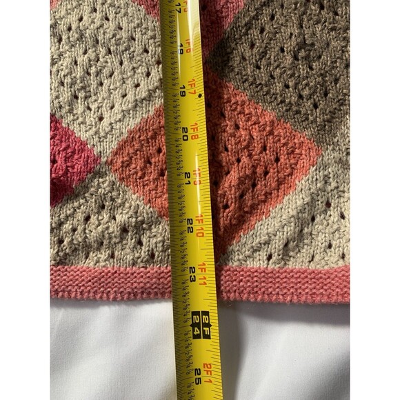 Christopher & Banks Pink Patchwork Knit Sweater Zip Cardigan Medium Fall Winter - Picture 5 of 7